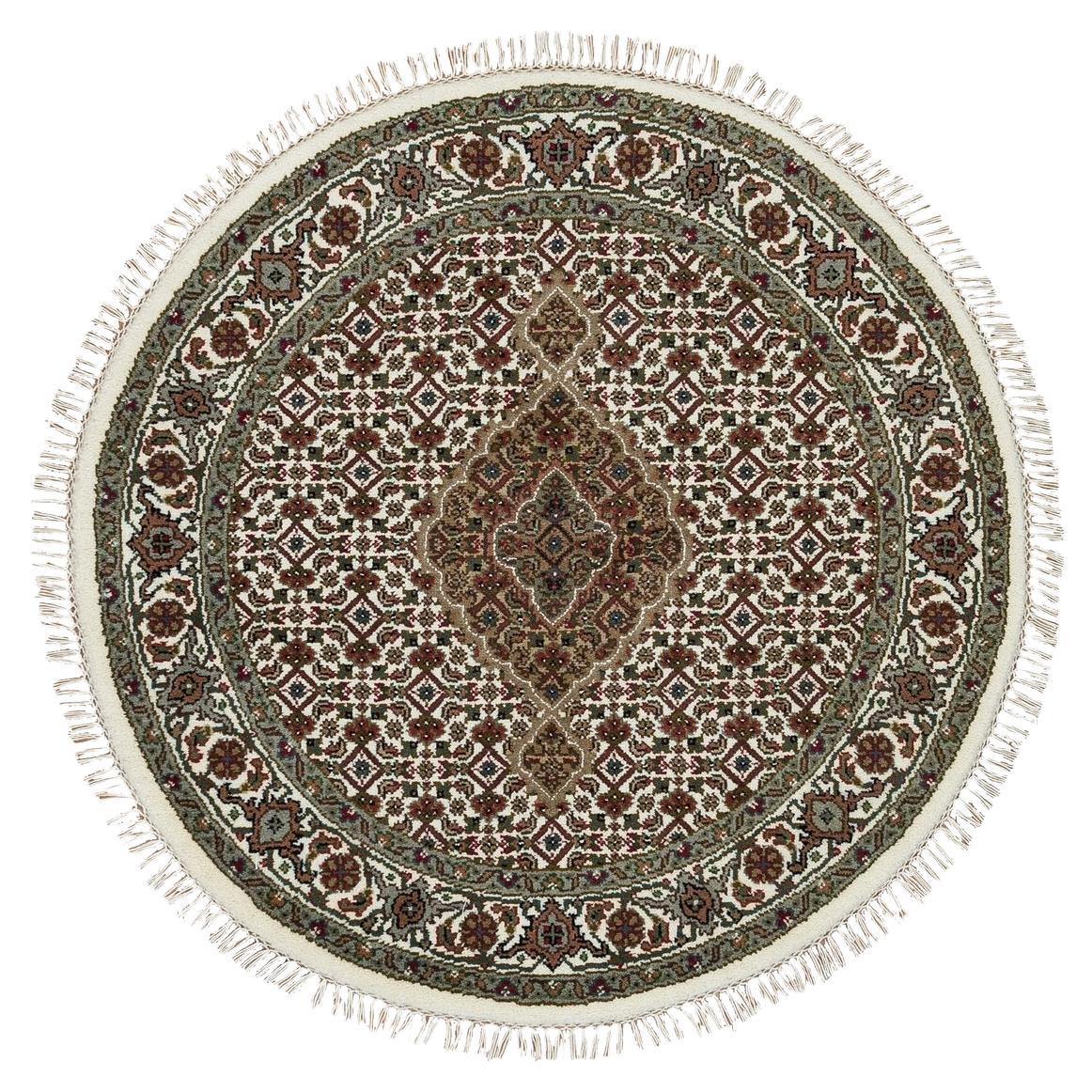 3
4 "x3
4" Porcelain White Tabriz Mahi 175 KPSI Tappeto orientale annodato a mano in lana