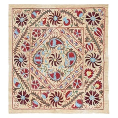 3.4x3.5 Ft Embroidered Silk Wall Hanging. Modern Table Cover. New Bedspread