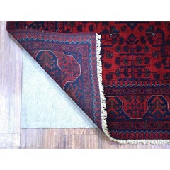 3'4"x4'10" Deep and Saturated Red, Afghan Khamyab Soft Wool Hand Knotted Rug