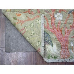 3'4"x4'10' Laurel Green Afghan Peshawar Wool Hand Knotted Oriental Rug