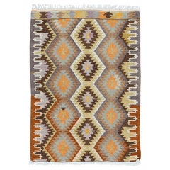 34 "x45" Rug & Kilim anatolico tessuto a mano, interamente in lana, tappeto d'accento vintage multicolore