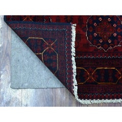 3'4"x4'9" Deep and Saturated Red, Afghan Khamyab, Soft Wool Hand Knotted Rug