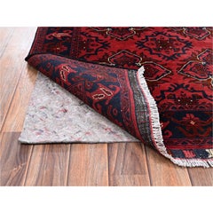 Alfombra afgana Andkhoy roja de 101 x 149 cm con diseño de rosetas, de lana suave y tejida a mano