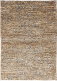 3.4x5 ft Hand Knotted Brown Turkish Wool Area Rug, Neutral Floral Pattern Rug