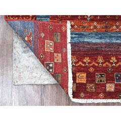 3'4"x5' Rust Red Hand Knotted Pure Wool Fine Kashkuli Gabbeh Oriental Rug