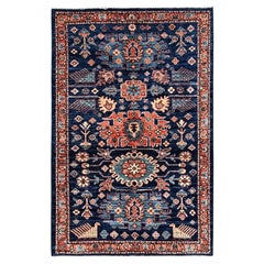 3'4"x5'1" Yale Blue Heriz All Over Design Aryana Grade Hand Knotted All Wool Rug