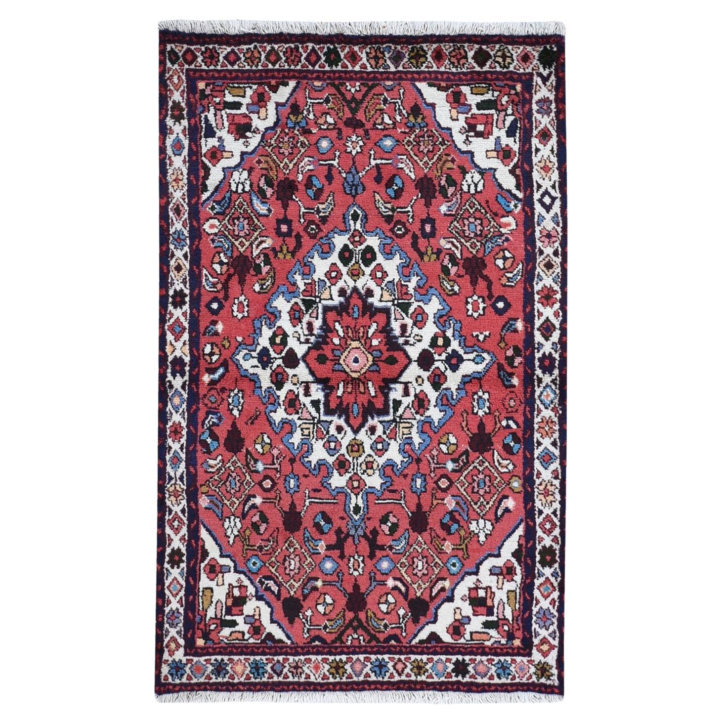 3
4 "x5
3" Tappeto in lana naturale New Persian Hamadan con medaglione floreale annodato a mano