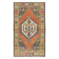 Handgeknüpfter türkischer Teppich im orientalischen Stil mit 3.4x6 Fuß, Vintage aus Wolle