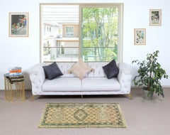 34x62 in Mid-Century Handmade Turkish Accent Rug Made of Wool
