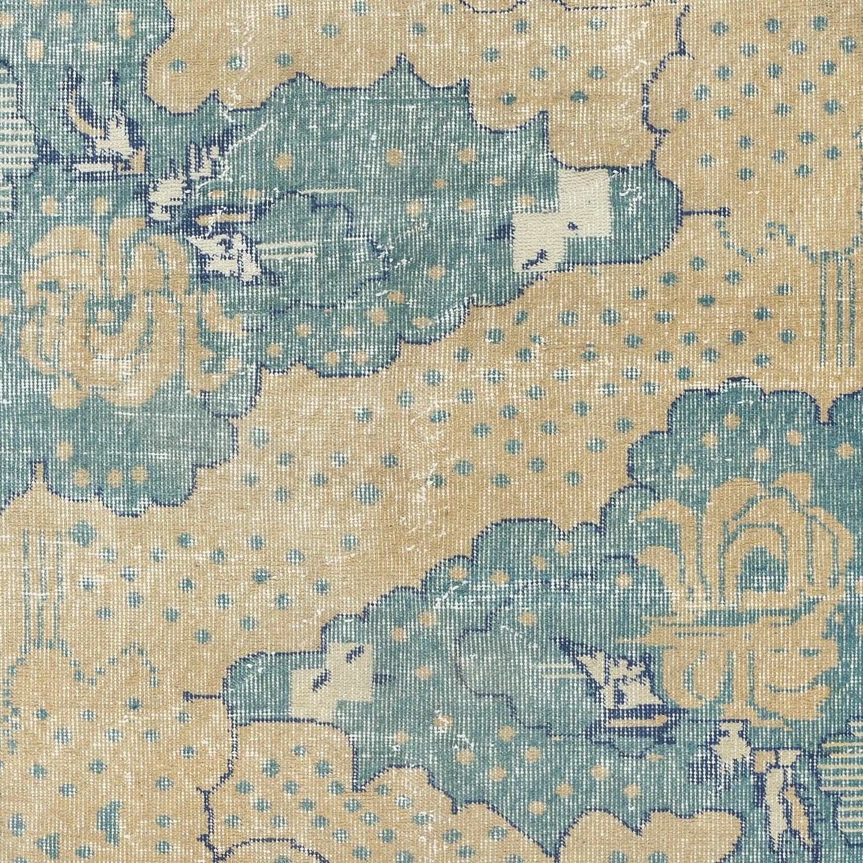 Turco Tappeto vintage Art of Vintage in Beige e Blu, annodato a mano in Turchia in vendita