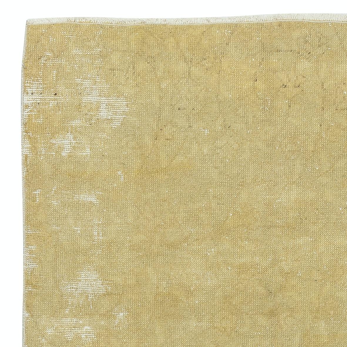 Hand-Knotted 3.4x7 Ft Vintage Handmade Turkish Wool Accent Rug for Rustic and Farmhouse Decor For Sale