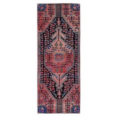 3'4"x8'8" Salmon Color Vintage Persian Nahavand Hand Knotted All Wool Runner Rug
