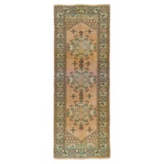 3.4x9 Ft Vintage Hand-knotted Turkish Kula Runner. Traditional Wool Oriental Rug