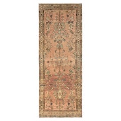 3'4"x9' Hazelnut Brown Vintage Zoroastrian Lilahan Hand Knotted Wool Runner Rug
