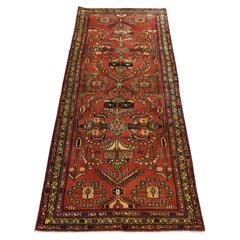 3'4"x9'10" Chili Red Semi Antique Persian Lilihan Hand Knotted Wool Runner Rug