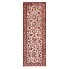3'4 "x9'4" Elfenbein Vintage Persisch Bijar Blume Design Wolle Hand geknüpft Läufer Teppich