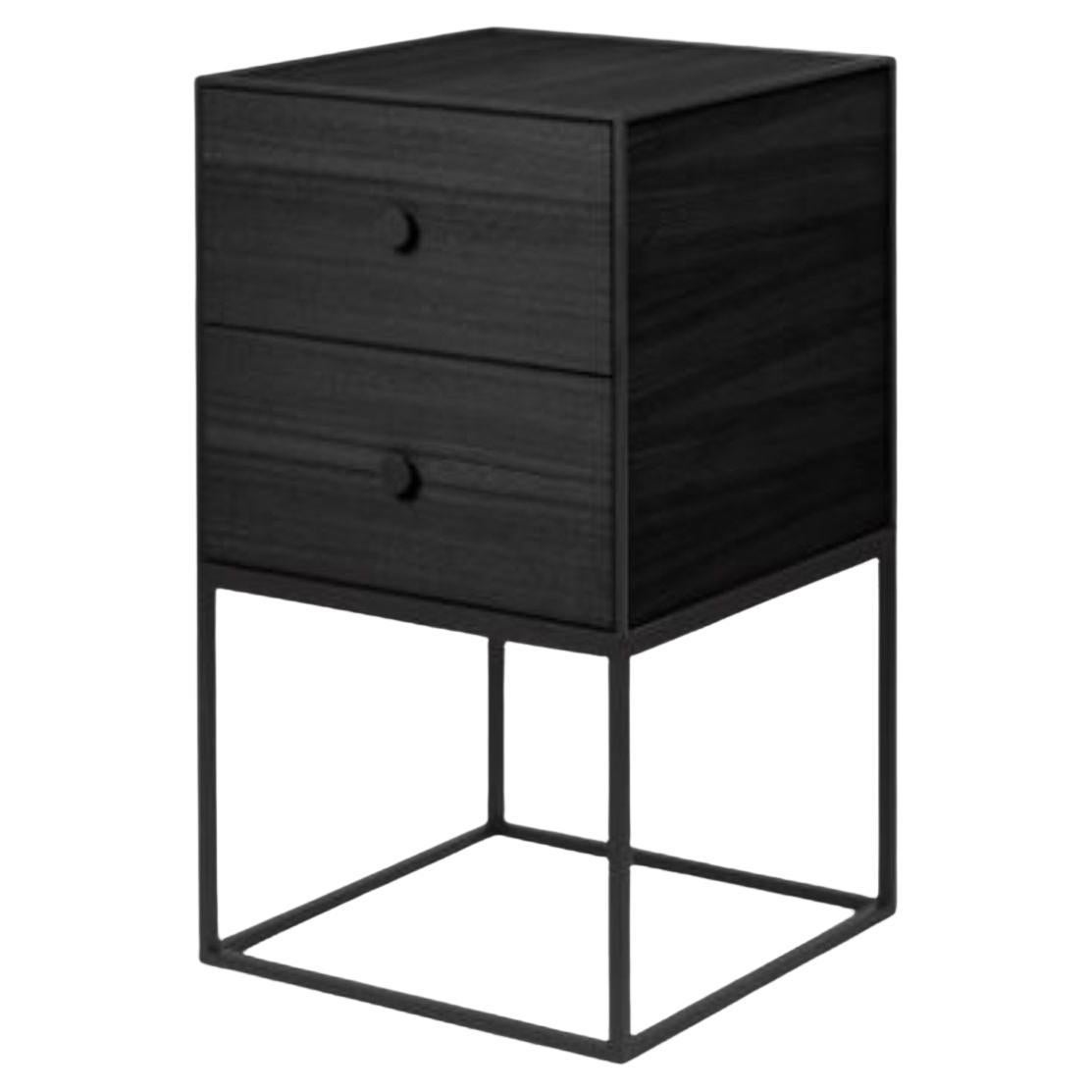 35 Black Ash Frame Sideboard with 2 Drawers by Lassen For Sale