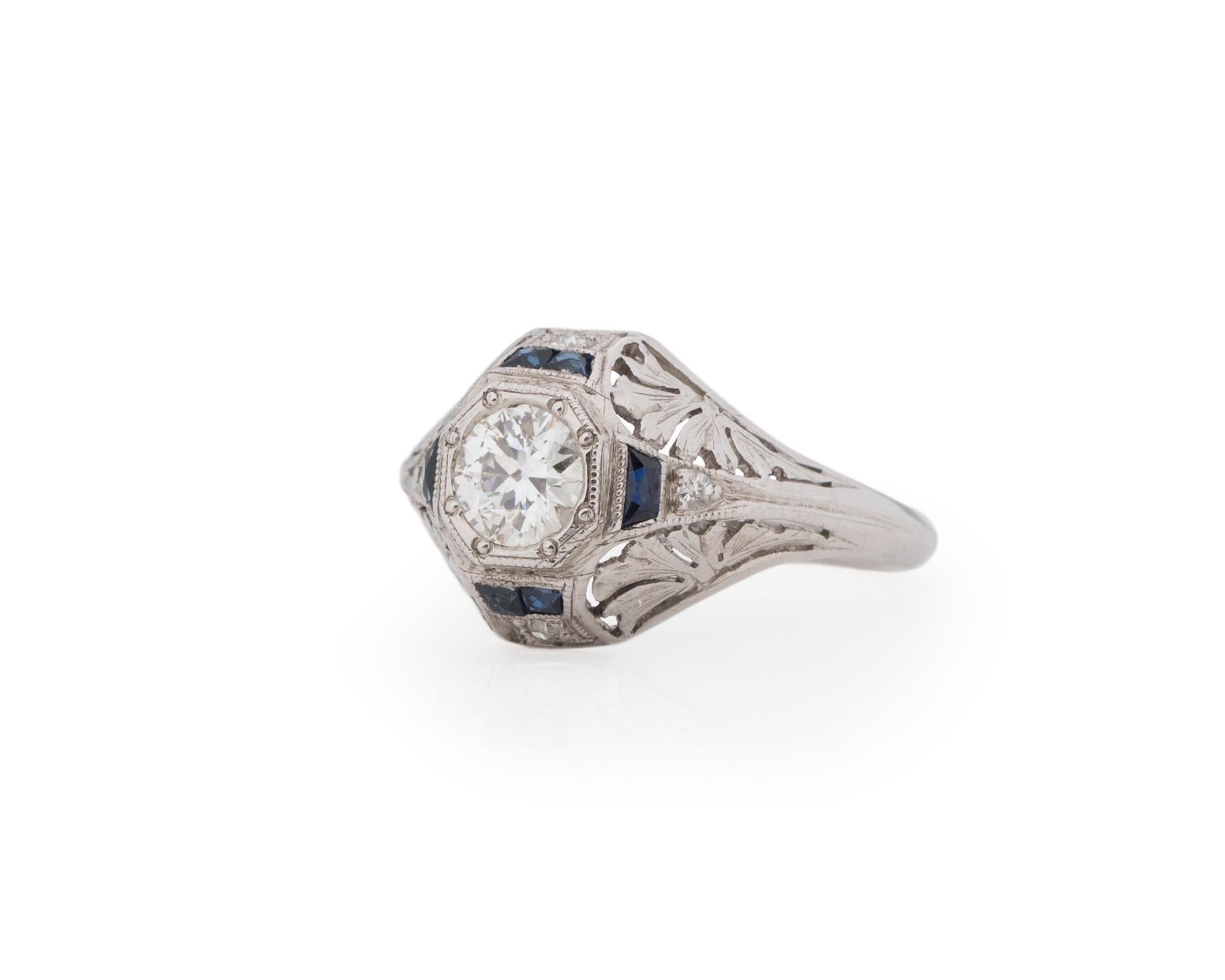 35 Karat Art Deco Diamant-Platin-Verlobungsring (Art déco) im Angebot