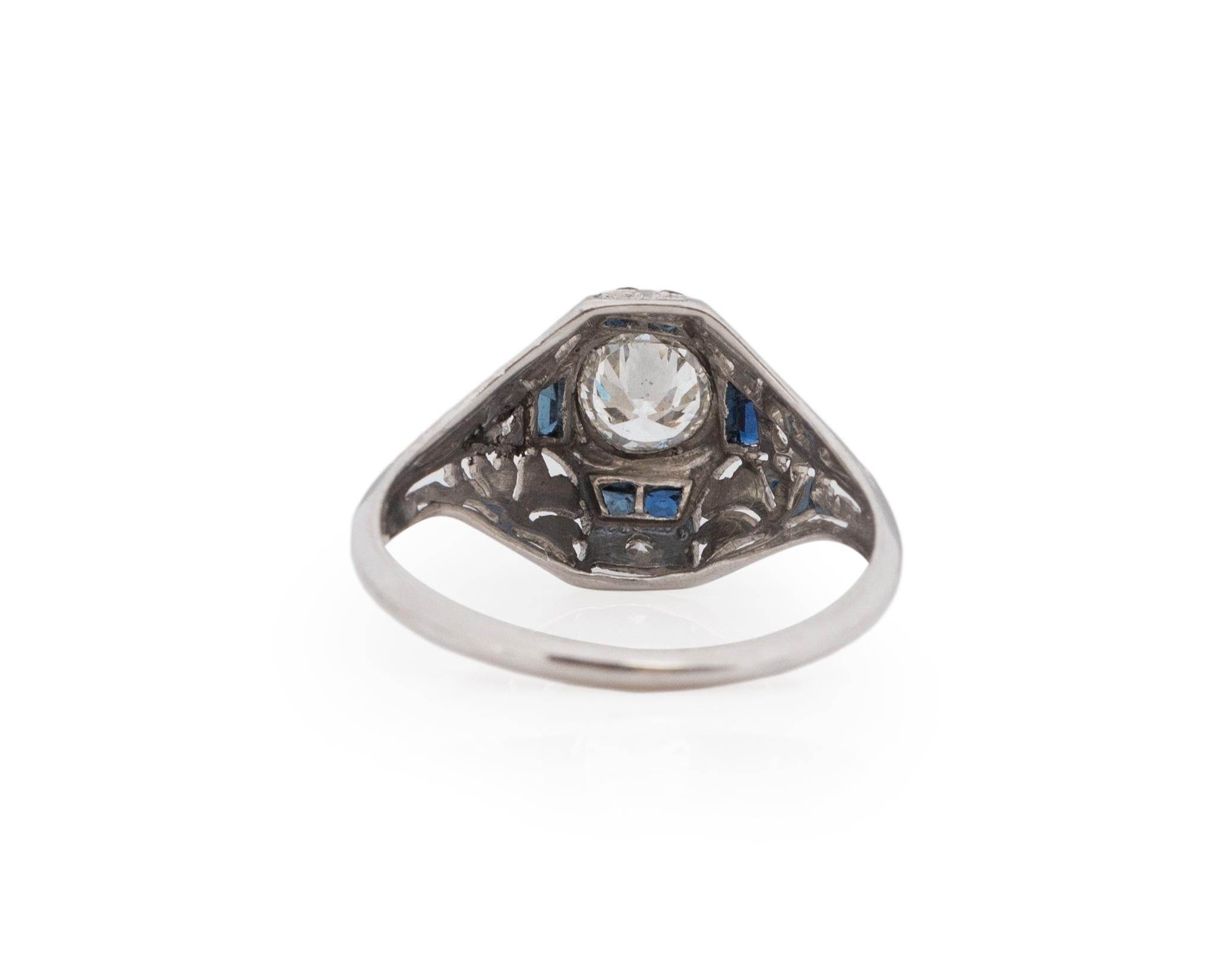 35 Karat Art Deco Diamant-Platin-Verlobungsring (Alteuropäischer Schliff) im Angebot