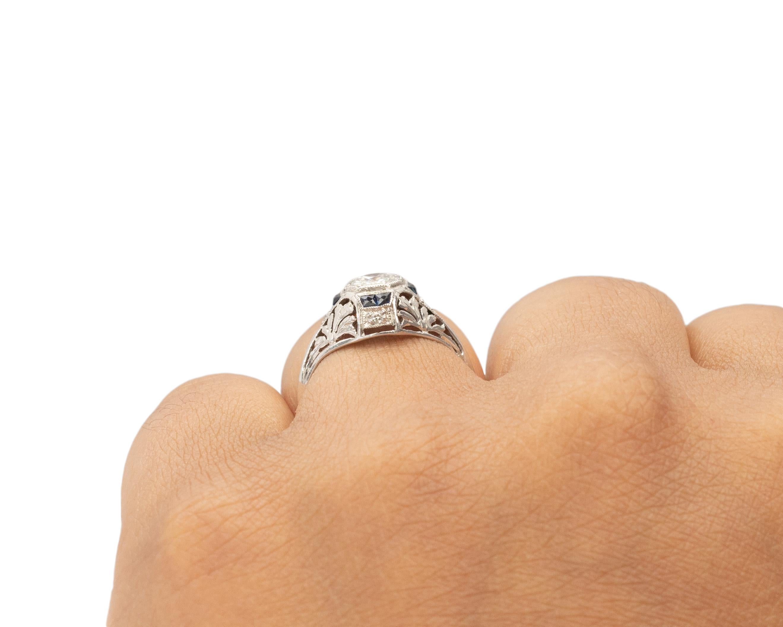 Old European Cut .35 Carat Art Deco Diamond Platinum Engagement Ring For Sale