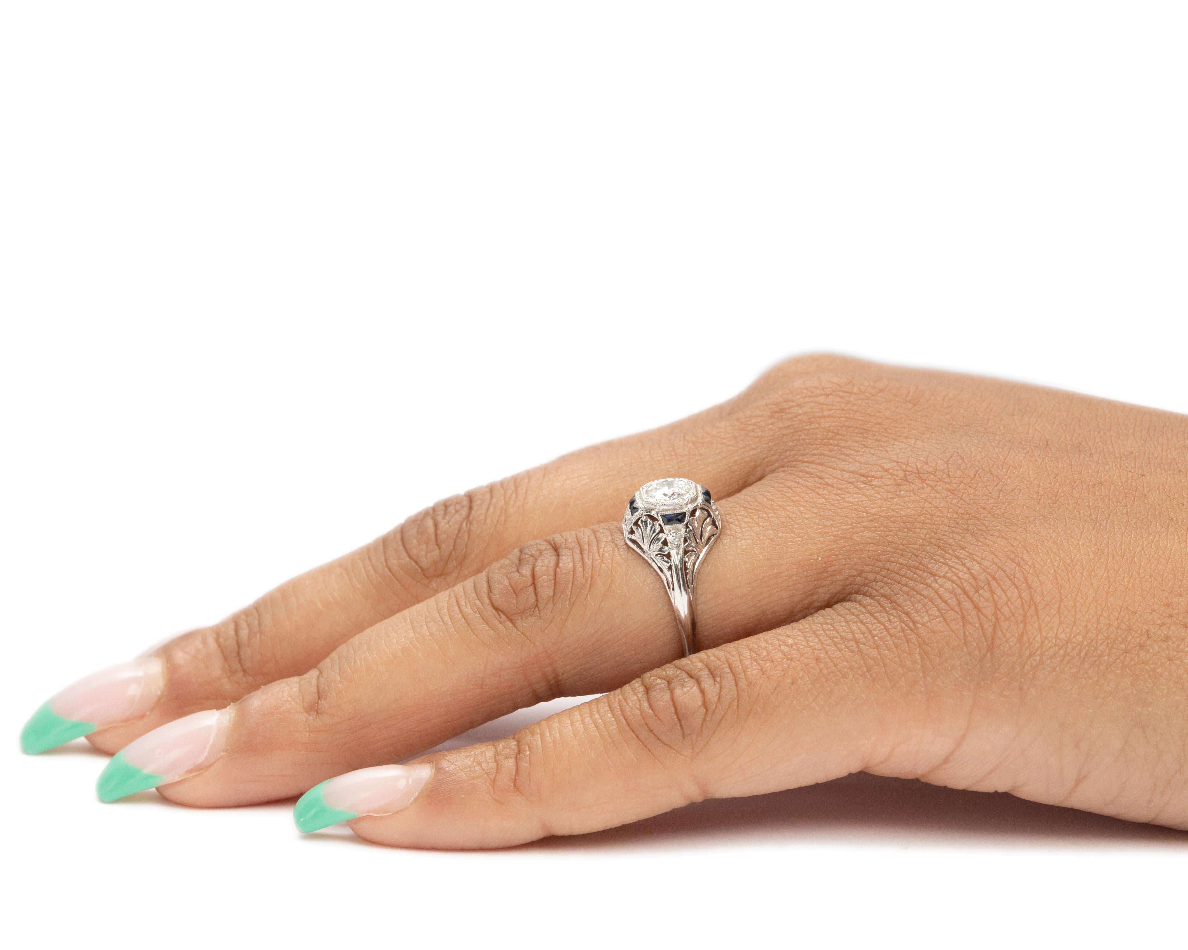 35 Karat Art Deco Diamant-Platin-Verlobungsring im Angebot 1