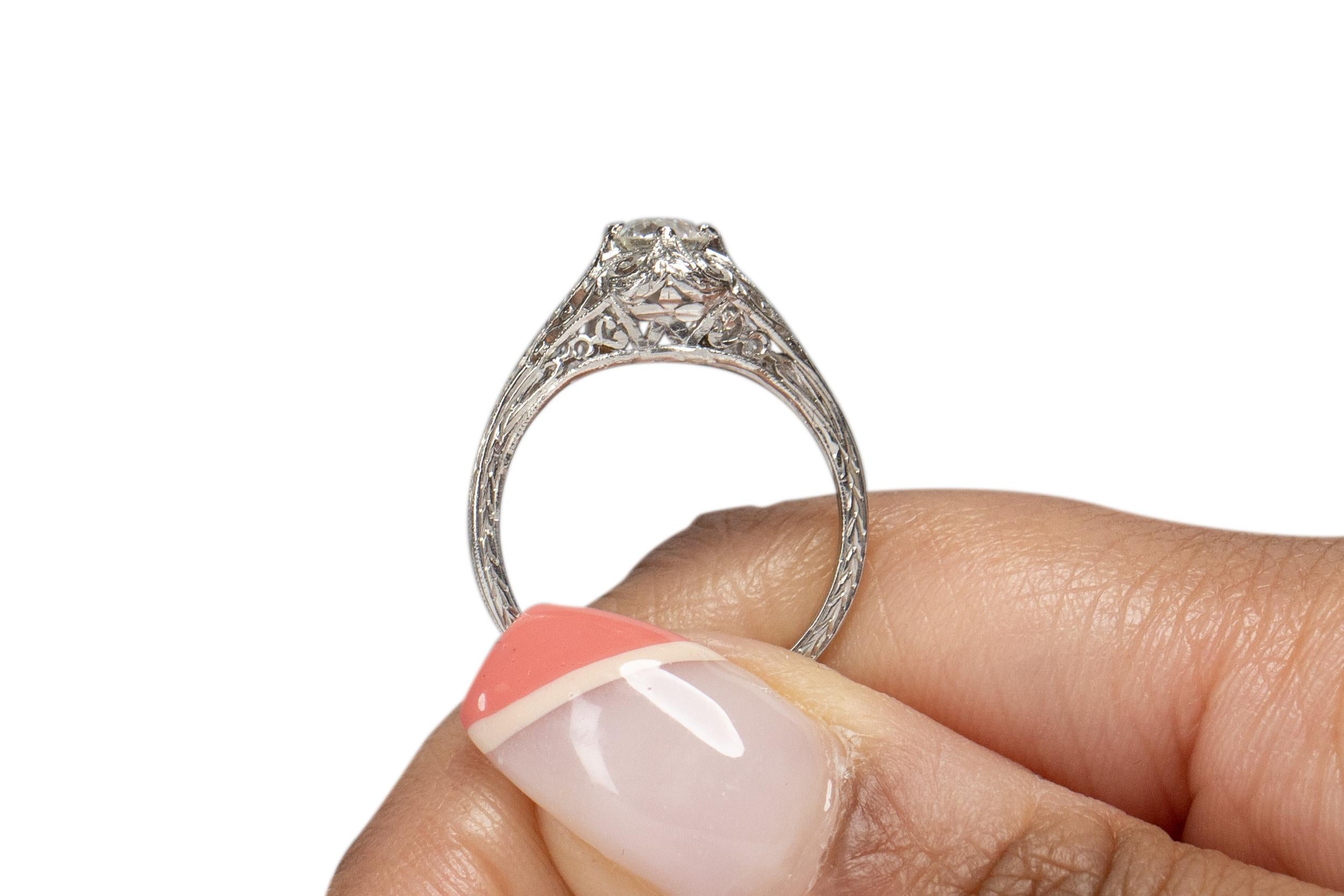 .35 Carat Art Deco Diamond Platinum Engagement Ring For Sale 2