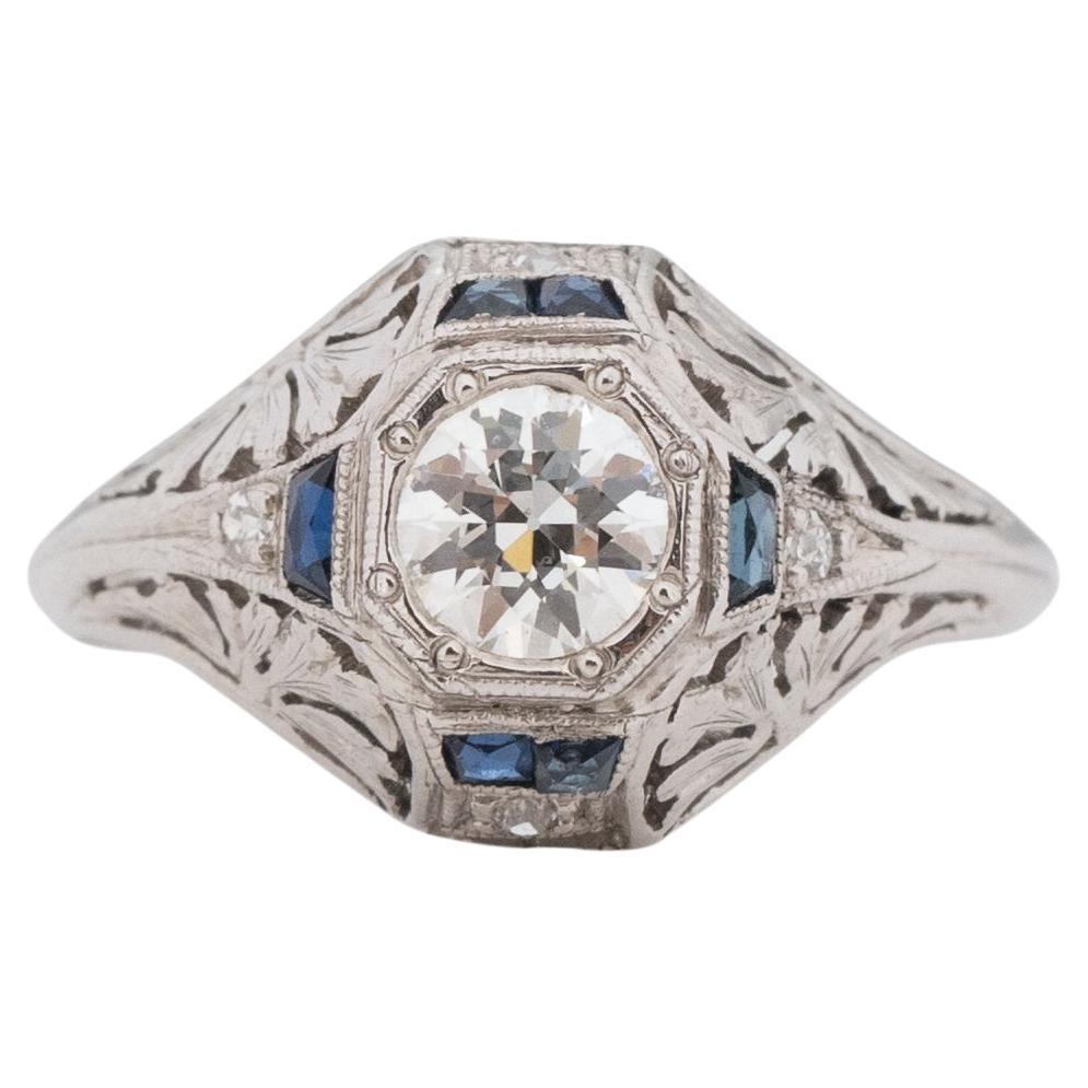 .35 Carat Art Deco Diamond Platinum Engagement Ring For Sale