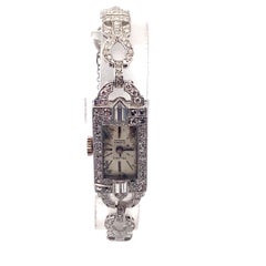 3.5 Carat Art Deco Platinum Diamond Wrist Watch By Felaris