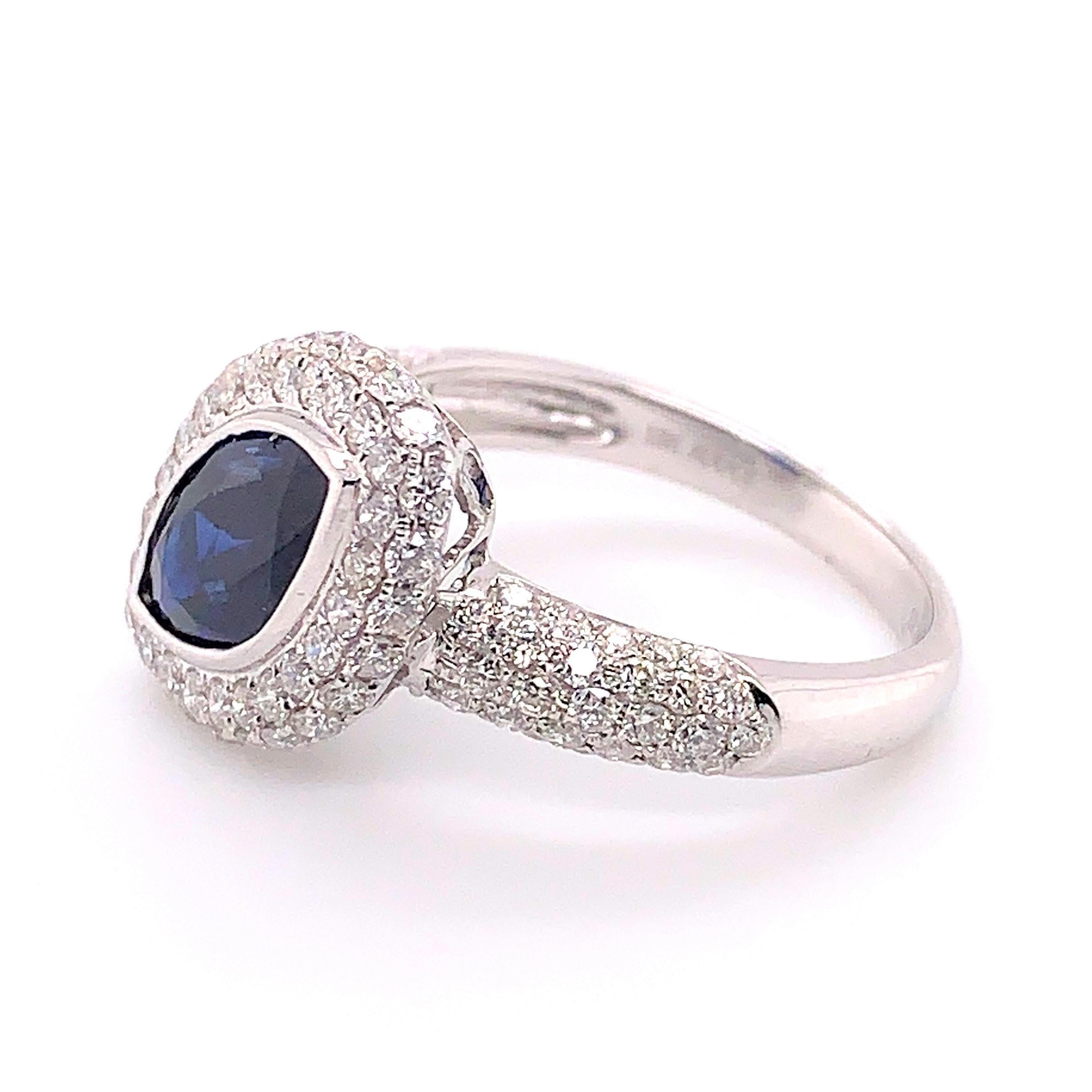 Contemporary 3.5 Carat Blue Sapphire Marquise Ring with White Diamonds