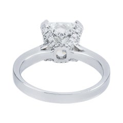 3.5 Carat Cushion Diamond Ring Brilliant White 18K White Gold Quiet Power