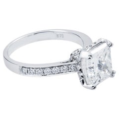 3.5 Carat Cushion Diamond Ring Brilliant White 18K White Gold Quiet Power