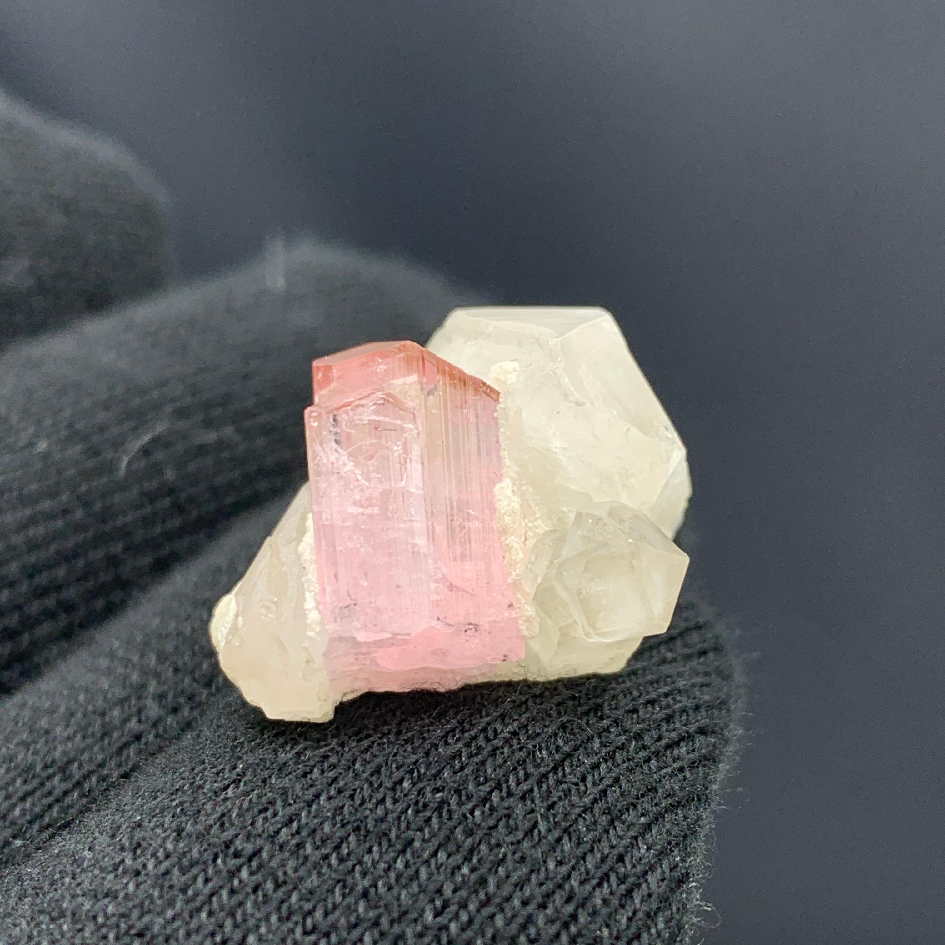 Spécimen de tourmaline rose taillée en 35 carats avec quartz de Kunar, Afghanistan  en vente 6