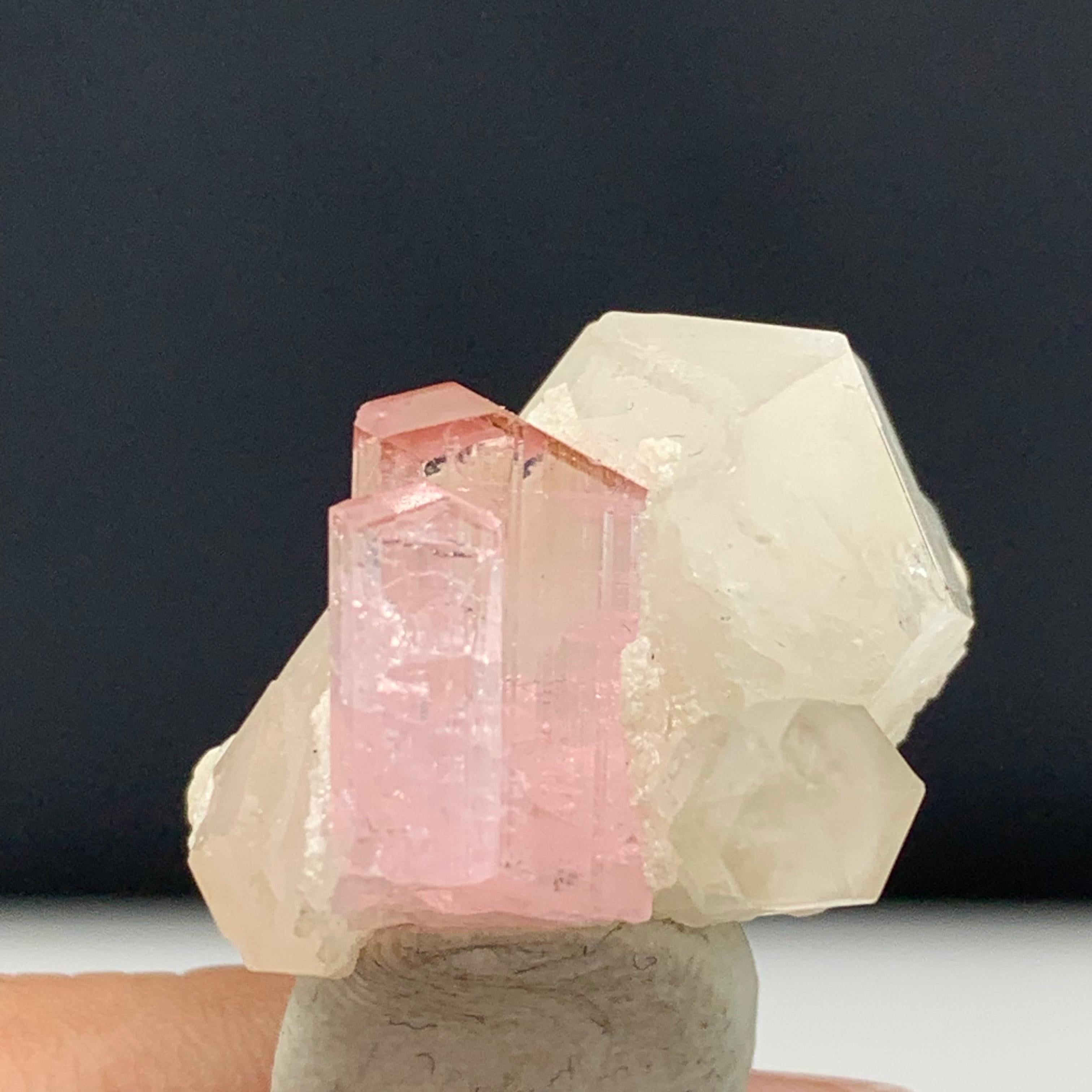  Mignon spécimen de tourmaline rose avec quartz de Kunar, Afghanistan 
Poids : 35 carats 
Dimension : 1.6 x 1.8 x 2.3 Cm 
Origine : Kunar,  Afghanistan 

La tourmaline est un groupe minéral de silicate cristallin dans lequel le bore est composé
