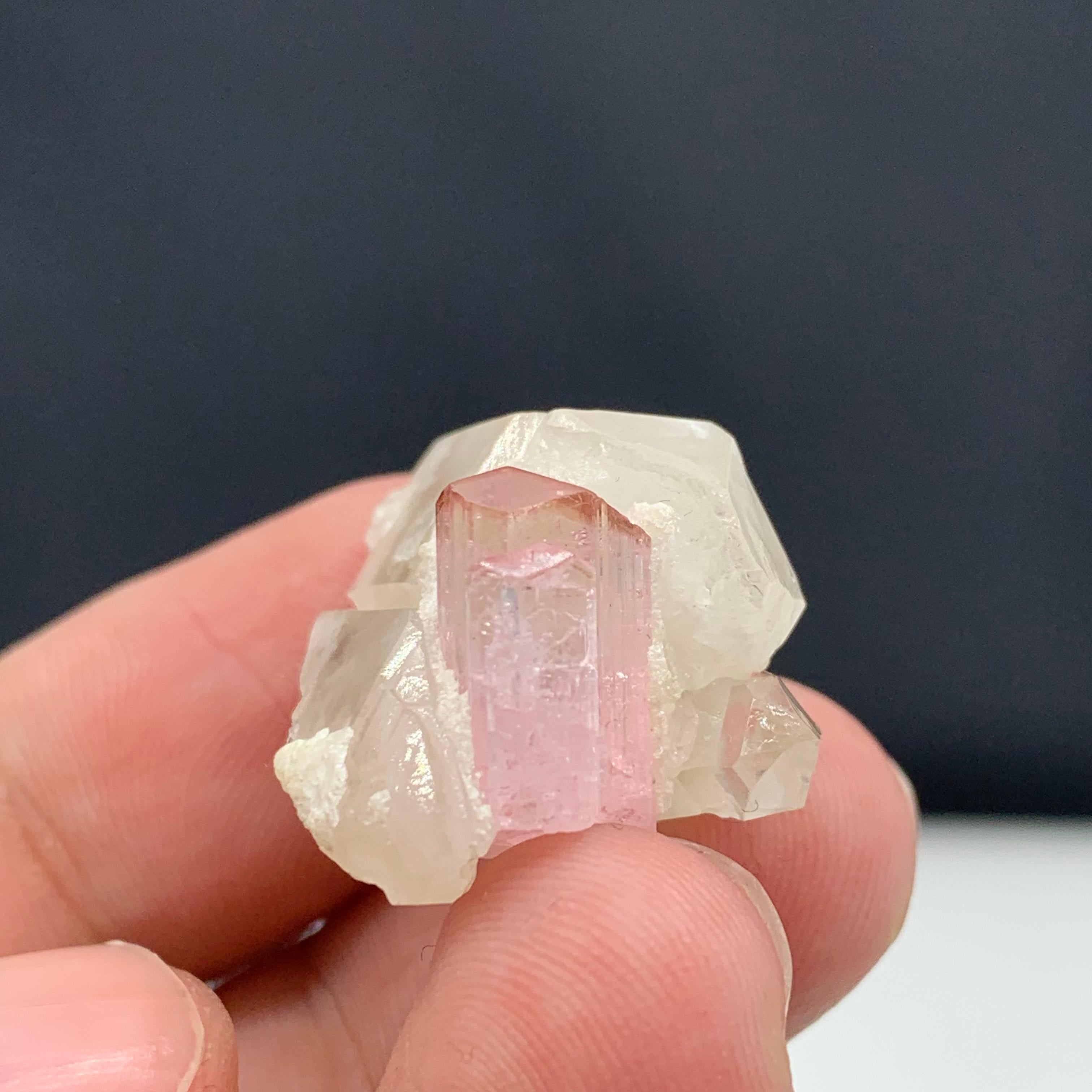 Style Adam Spécimen de tourmaline rose taillée en 35 carats avec quartz de Kunar, Afghanistan  en vente