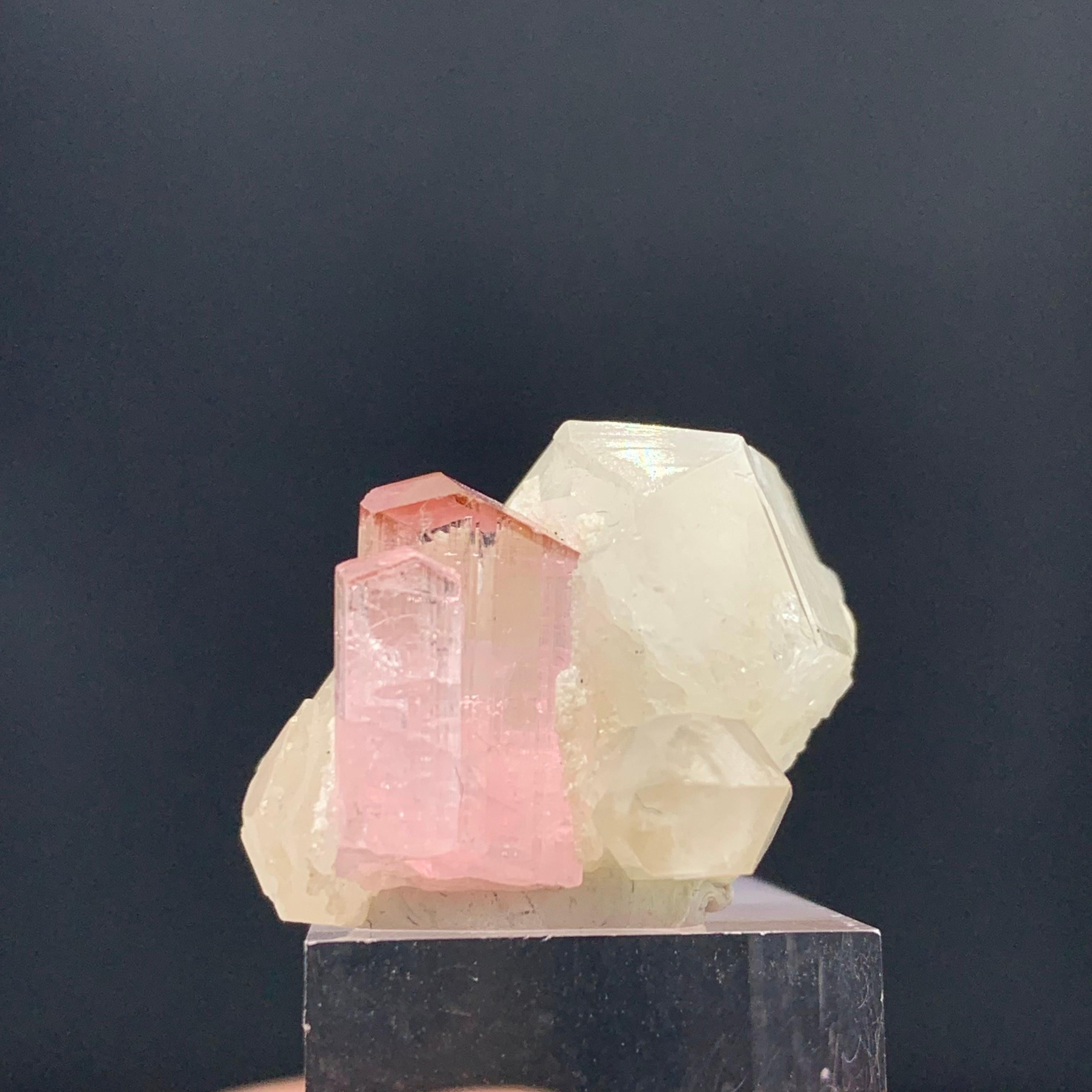 Spécimen de tourmaline rose taillée en 35 carats avec quartz de Kunar, Afghanistan en vente 1