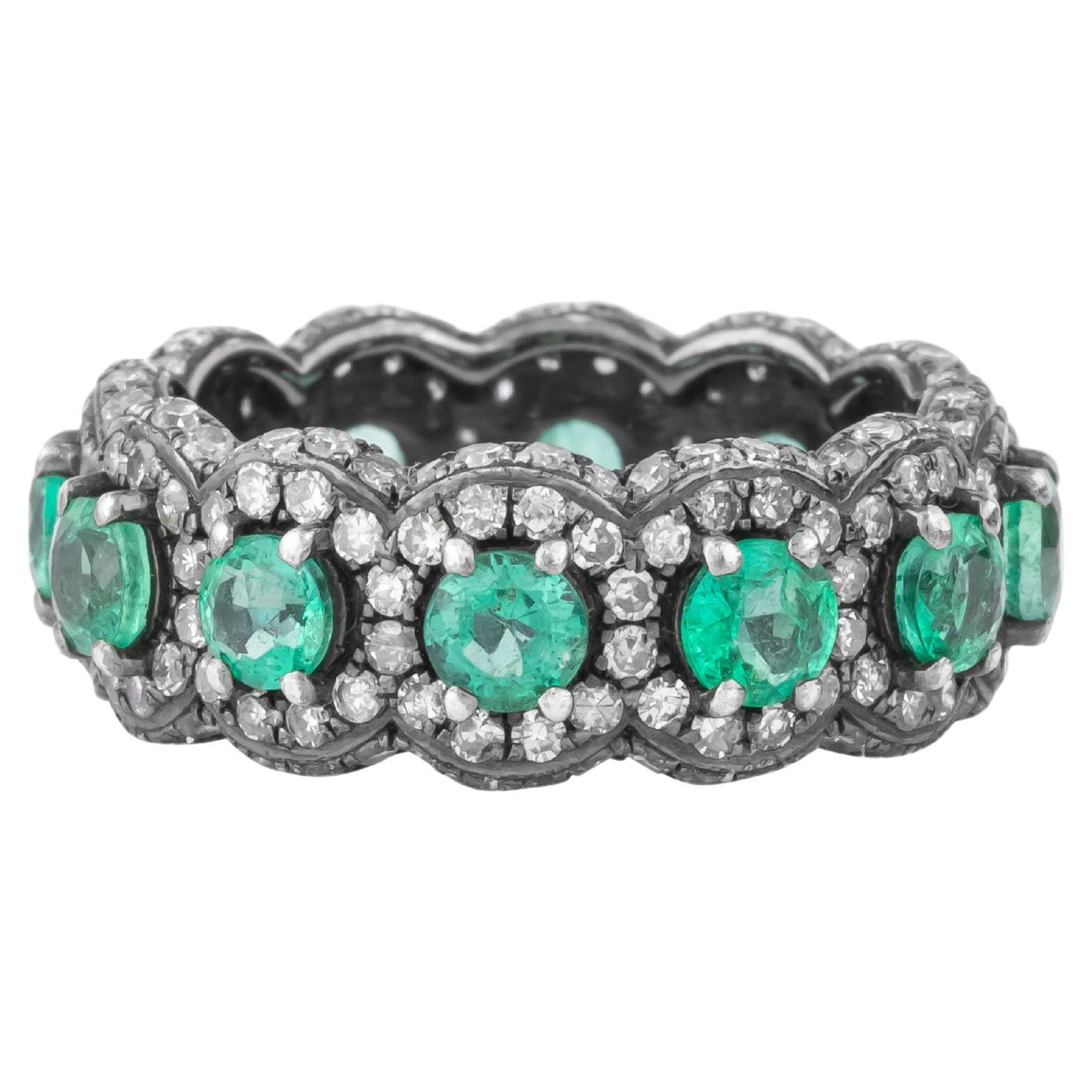 3.5 Carat Diamond and Emerald Band Ring
