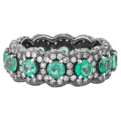 3,5 Karat Diamant und Smaragd Bandring