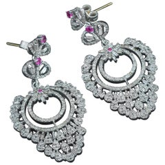 3.5 Carat Diamond and Ruby Dangle Earrings 3.5 Carat Diamond and Ruby Dangle Earrings