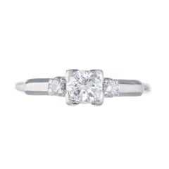 .35 Carat Diamond Art Deco Platinum Three-Stone Engagement Ring