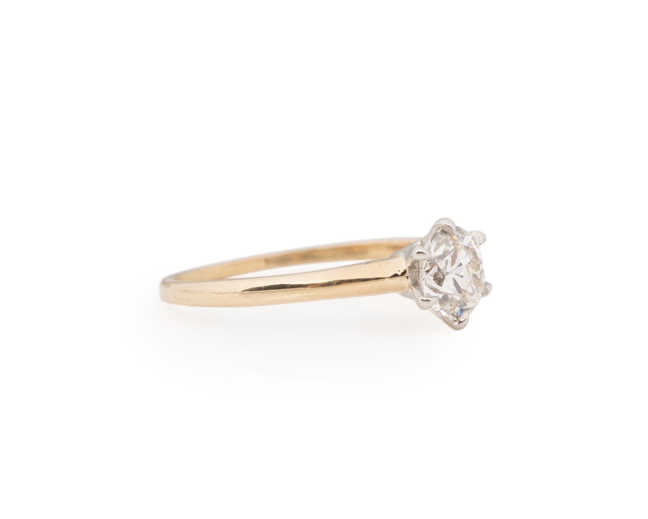 Item Details:
Ring Size: 6.75
Metal Type: 14K Yellow Gold and Platinum [Hallmarked, and Tested]
Weight: 1.9 grams
Center Diamond Details:
Weight: .35ct
Cut: Old European brilliant
Color: H
Clarity: VS
Finger to Top of Stone Measurement: