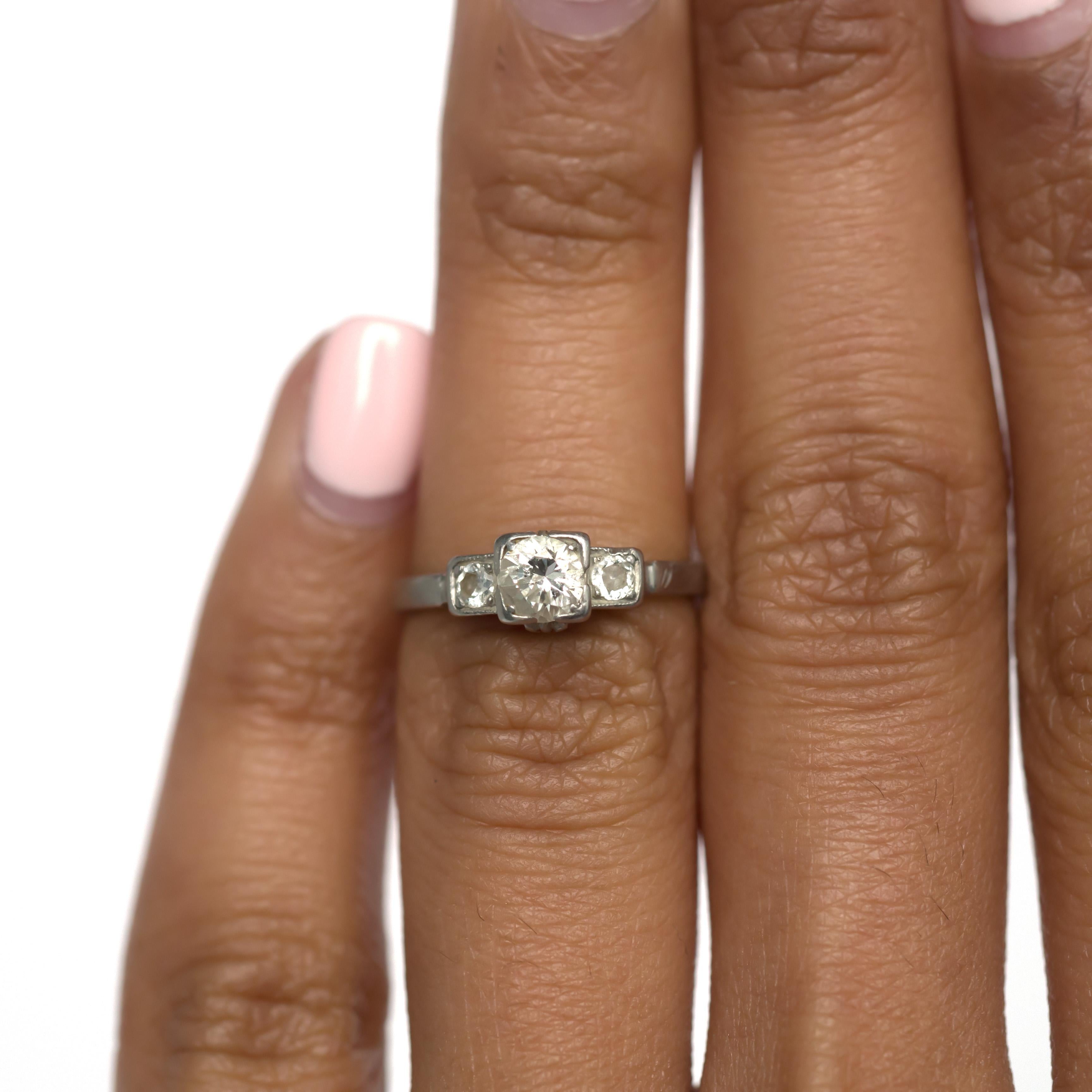 Art Deco .35 Carat Diamond Platinum Engagement Ring For Sale