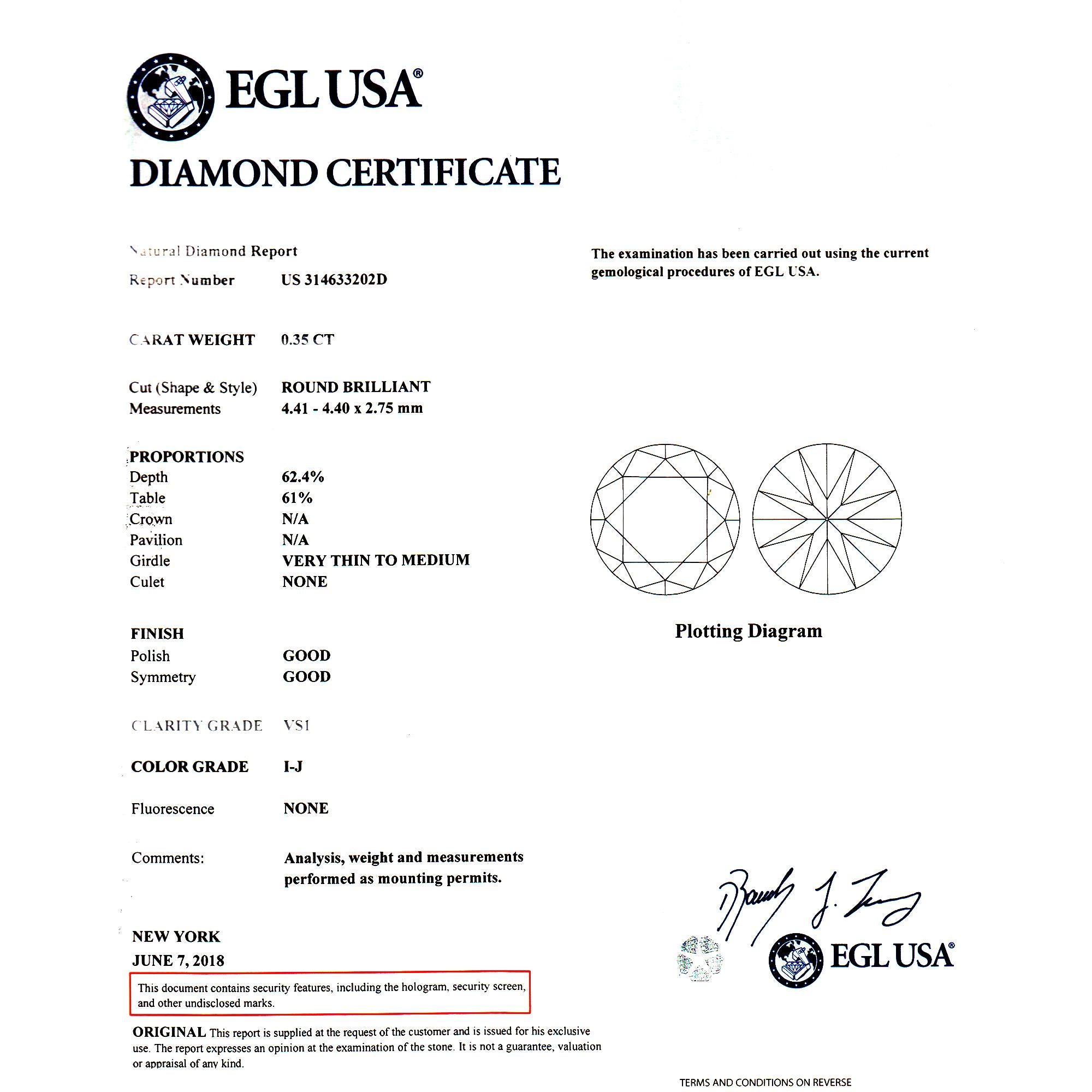 Round Cut .35 Carat Diamond Yellow White Gold Engagement Ring For Sale