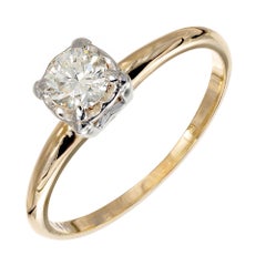 Retro .35 Carat Diamond Yellow White Gold Engagement Ring