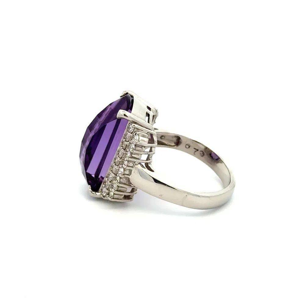 Women's 3.5 Carat Elongated Fancy Amethyst and Diamond Platinum Statement Cocktail Ring For Sale