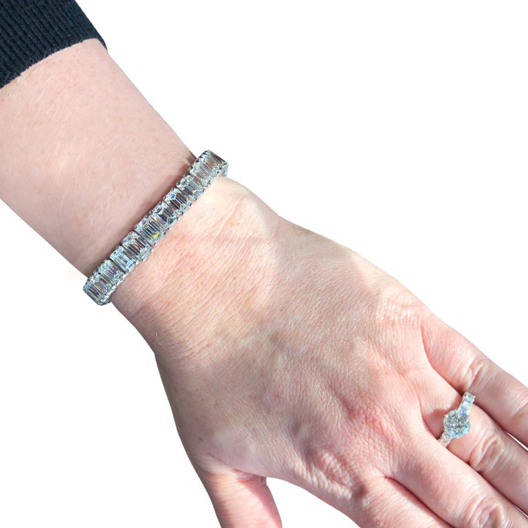 35 Carat Emerald Cut Diamond Bracelet at 1stDibs