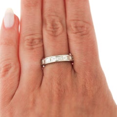3.5 Carat Emerald Cut East West Diamond Channel Platinum Eternity Wedding Band