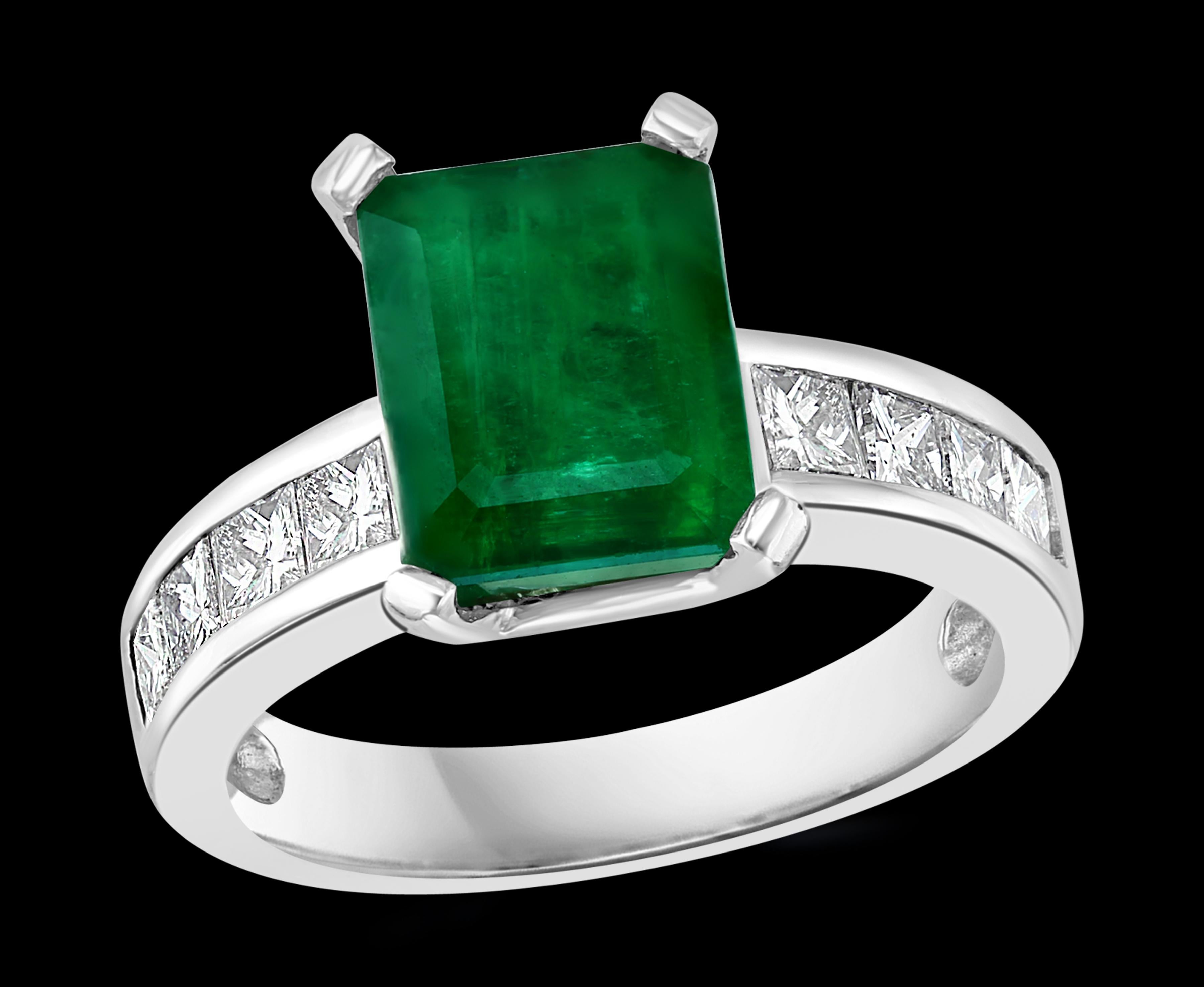 
3.5 Carat Emerald Cut Emerald & 0.5 Carat Diamond Ring 14 K White Gold
Emeralds are very precious , Very Difficult to find and getting more more difficult to find.
A classic, Cocktail ring 
 Emerald measurements 9.7x7.5 which is approximately 3.5