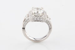 3.5 Carat Emerald Cut Solitaire Engagement Ring with Accent Stones in White Gold