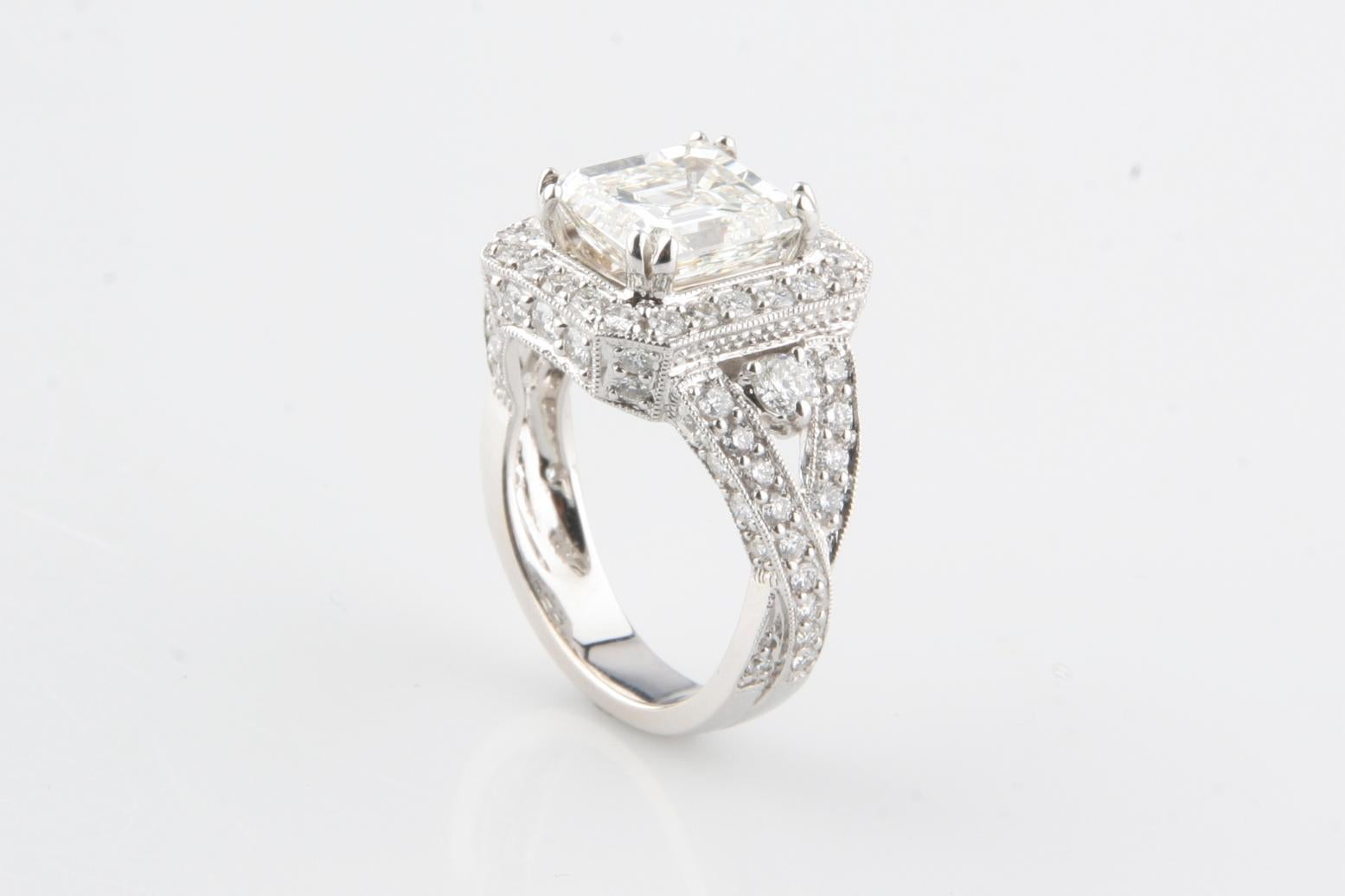 3.5 carat emerald cut diamond ring