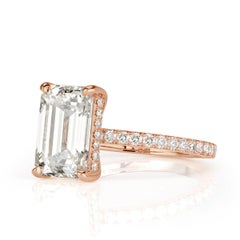 3.5 Carat Emerald Diamond Ring 14K White Gold Effortless Elegance